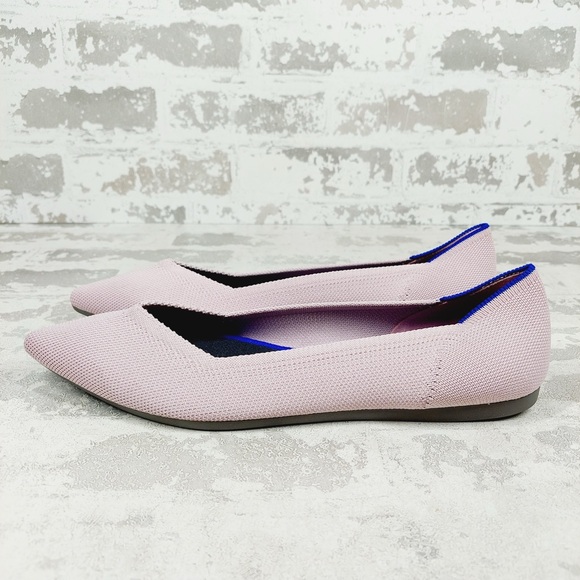 NEW Rothy's The Flat Pink Knit Pointy Toe Slip On Loafers O68